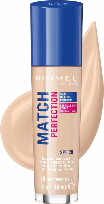 Rimmel London Match Perfection SPF20 Foundation - 010 Light Porcelain 13 Rimmel London Match Perfection SPF20 Foundation - 010 Light Porcelain - Afbeelding 11