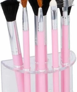 Merkloos 7 Roze Make-up Kwastjes In Houder - Make-up Kwastjesset Roze