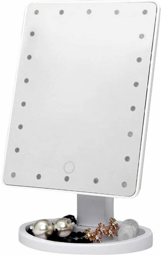 Merkloos Grote LED Make-Up Spiegel - Wit - LED Licht - Verlichting - Verlichte Make-Up Spiegel - 360 Graden Rotatie - Slimme Aanraakschakelaar 4 Merkloos Grote LED Make-Up Spiegel - Wit - LED Licht - Verlichting - Verlichte Make-Up Spiegel - 360 Graden Rotatie - Slimme Aanraakschakelaar - Afbeelding 2