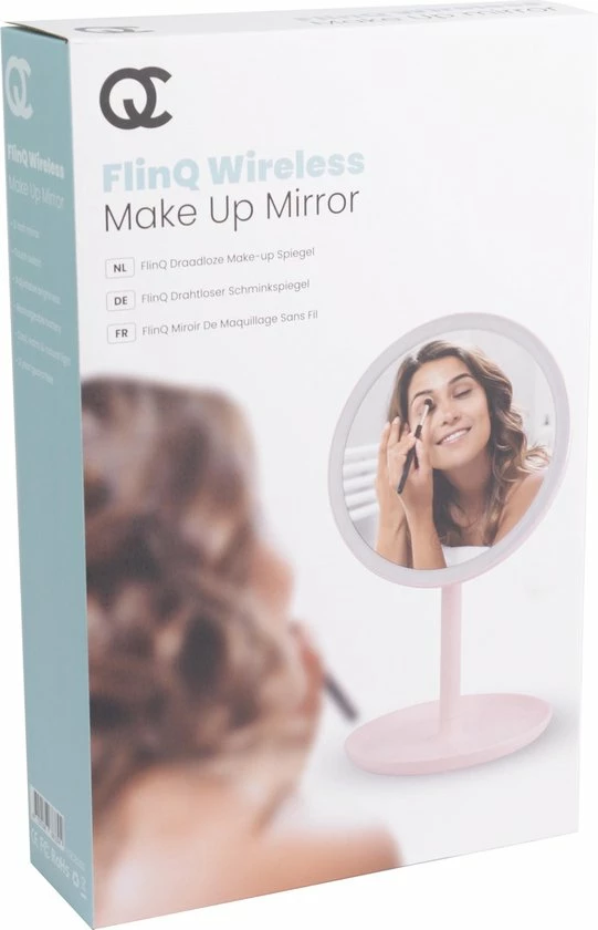 FlinQ Draadloze Design Make-up Spiegel - Oplaadbaar - Drie Lichtstanden - Roze - Ronde Make-up Spiegel 8 FlinQ Draadloze Design Make-up Spiegel - Oplaadbaar - Drie Lichtstanden - Roze - Ronde Make-up Spiegel - Afbeelding 6