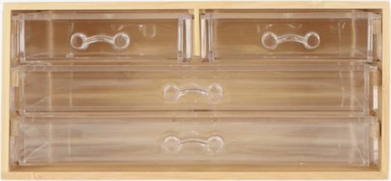 OMID HOME Bamboe Sieradendoos / Make-up Organizer - Bamboe - 4 Lades - 23,5 X 14,5 X 11 Cm - Kunststof Lades 9 OMID HOME Bamboe Sieradendoos / Make-up Organizer - Bamboe - 4 Lades - 23,5 X 14,5 X 11 Cm - Kunststof Lades - Afbeelding 7