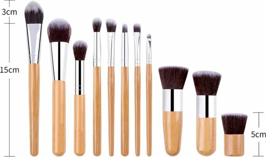 Evvie Make-up Kwasten Set, 11-delig – Bamboe – Basic Collection 8 Evvie Make-up Kwasten Set, 11-delig – Bamboe – Basic Collection - Afbeelding 6