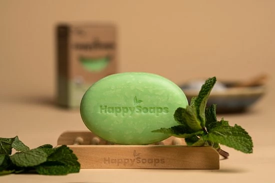 HappySoaps Gezichtsreiniger Bar & Make-up Remover - Tea Tree & Pepermunt - Fris & Krachtig - 100% Plasticvrij, Vegan & Natuurlijk - 70gr 4 HappySoaps Gezichtsreiniger Bar & Make-up Remover - Tea Tree & Pepermunt - Fris & Krachtig - 100% Plasticvrij, Vegan & Natuurlijk - 70gr - Afbeelding 2