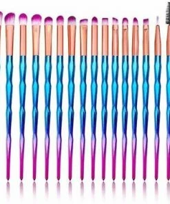 Merkloos Set Van 20 Make-up Kwasten - Eenhoorn Stijl - Paars / Blauw - Sparkolia - Professionele Make Up Brushes- Kwastenset - Hoge Kwaliteit Borstels