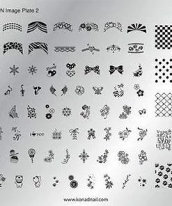 KONAD Collection Stempel Sjabloon GROOT 2 / Konad Collection Image Plate 2; Mix Van Nagel Stempel Designs: French Manicure, Bloemen, Dieren, Letters, Liefde....