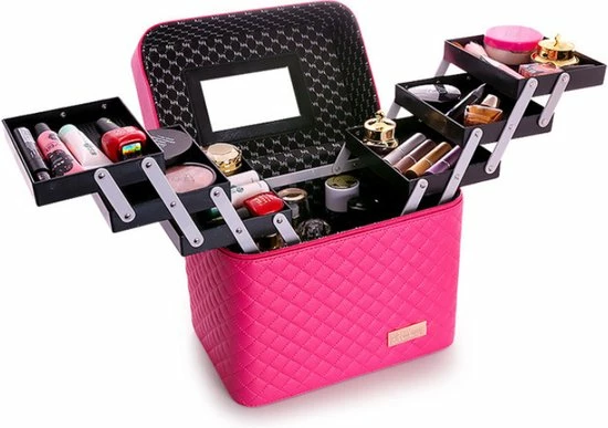 A&K Make Up Koffer | Uitklapbaar | 7 Opbergbakken | Reis Travel Case | Met Spiegel | Roze 3 A&K Make Up Koffer | Uitklapbaar | 7 Opbergbakken | Reis Travel Case | Met Spiegel | Roze