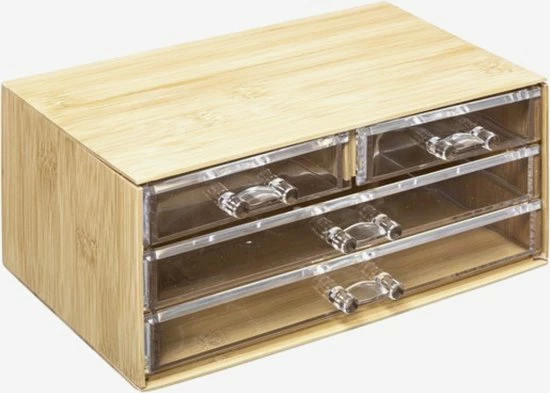 OMID HOME Bamboe Sieradendoos / Make-up Organizer - Bamboe - 4 Lades - 23,5 X 14,5 X 11 Cm - Kunststof Lades 10 OMID HOME Bamboe Sieradendoos / Make-up Organizer - Bamboe - 4 Lades - 23,5 X 14,5 X 11 Cm - Kunststof Lades - Afbeelding 8