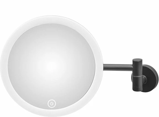 LUXUS GoodVibes - Make Up Spiegel Met Led Verlichting - 10x Vergroting - Wandspiegel Rond - Scheerspiegel Wandmodel - Badkamer - Douche - Zwart 13 LUXUS GoodVibes - Make Up Spiegel Met Led Verlichting - 10x Vergroting - Wandspiegel Rond - Scheerspiegel Wandmodel - Badkamer - Douche - Zwart - Afbeelding 11