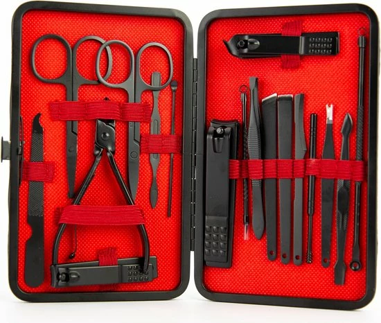 Pulver - Luxe Manicureset / Pedicureset Met Lederen Opbergetui - 19 Delig - Pedicure Set - Manicure Set - Manicure Sets - Pedicure Sets - Verzorging - Zwart 3 Pulver - Luxe Manicureset / Pedicureset Met Lederen Opbergetui - 19 Delig - Pedicure Set - Manicure Set - Manicure Sets - Pedicure Sets - Verzorging - Zwart