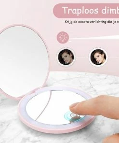 Happy Little Ruby Led-verlichte Oplaadbare Compacte Make-up Spiegel Rond |1 X 2 X Vergroting | Make-upspiegel | Zakspiegel | Handspiegel | Reisspiegel | Dimbaar|als Cadeau | USB-lader | Rond | Groen -Maybelline-winkel 550x483 4