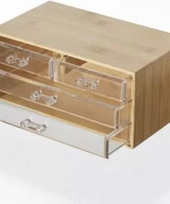 OMID HOME Bamboe Sieradendoos / Make-up Organizer - Bamboe - 4 Lades - 23,5 X 14,5 X 11 Cm - Kunststof Lades