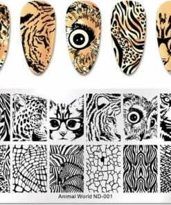 Ardran & Tookar Nail Art Stempel Plaat - French Manicure - Nagellak Acryl - Afrika Dieren Sjabloon