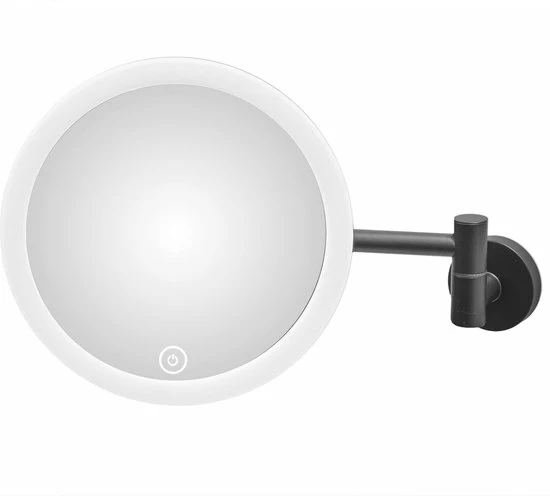 LUXUS GoodVibes - Make Up Spiegel Met Led Verlichting - 10x Vergroting - Wandspiegel Rond - Scheerspiegel Wandmodel - Badkamer - Douche - Zwart 11 LUXUS GoodVibes - Make Up Spiegel Met Led Verlichting - 10x Vergroting - Wandspiegel Rond - Scheerspiegel Wandmodel - Badkamer - Douche - Zwart - Afbeelding 9