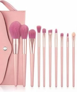 Evvie 12-delige Make Up Kwasten Set In Luxe Etui – Oud Roze