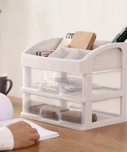 Qualix Make Up Organizer XL - Cosmetica - Sieraden - Nagellak - Bureau - Opbergdoos - Met Lades - Transparant/ Cr Me -Maybelline-winkel 550x518 15