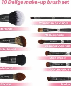 Merkloos Kwasten Set 100% Vegan - Make Up Borstels Brush Organizer Zwart Cadeau Voor Vrouw Set Van 10 Brushes -Maybelline-winkel 550x518 3