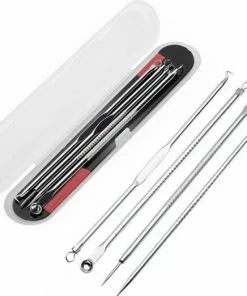 Without Lemon - Professionele 4 Delige Mee-eters & Acne Verwijderen Set - Blackhead Killer - Remover Comedonenlepel - Puisten Verwijderaar - Comedonendrukker - Mee-eter Lepel - Handige Opbergbak