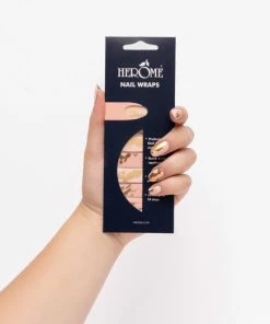 Herome Nail Wraps Starterkit: Pink & Gold Marble - 2*10 Stickers Met Top Coat 4ml. In Een Organza Verpakt -Maybelline-winkel 550x524 2