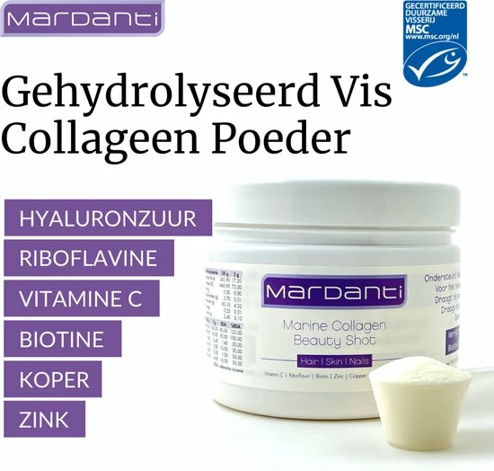Mardanti Collageen | D Huidserum Van Binnenuit | Met Vitamine C, Riboflavine, Biotine, Zink, Koper En Hyaluronzuur | Draagt Bij Aan De Normale Collageenvorming | Vermindert Rimpels | Verbeterde Huidstructuur | Collageen Poeder Met Vanille Smaak 8 Mardanti Collageen | D Huidserum Van Binnenuit | Met Vitamine C, Riboflavine, Biotine, Zink, Koper En Hyaluronzuur | Draagt Bij Aan De Normale Collageenvorming | Vermindert Rimpels | Verbeterde Huidstructuur | Collageen Poeder Met Vanille Smaak - Afbeelding 6