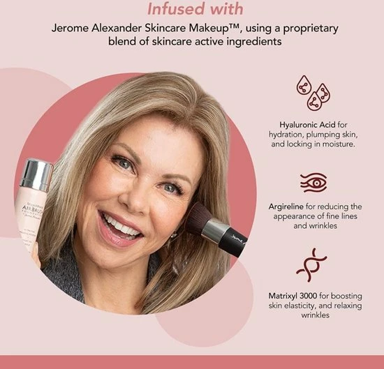 Magic Minerals AirBrush Foundation 3-delige Set By Jerome Alexander – Warm/Beige – Foundation En LiquidSilk Airbrush Primer Kit – Met Gratis Kabuki Kwast - Make-up Met Een Natuurlijke Dekking 4 Magic Minerals AirBrush Foundation 3-delige Set By Jerome Alexander – Warm/Beige – Foundation En LiquidSilk Airbrush Primer Kit – Met Gratis Kabuki Kwast - Make-up Met Een Natuurlijke Dekking - Afbeelding 2