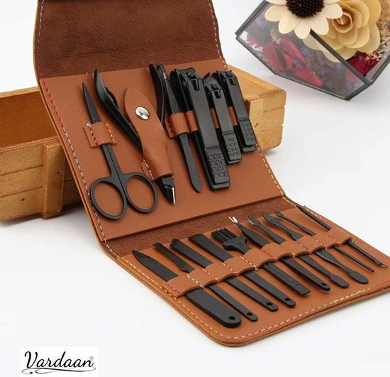 Manicure Set - Vardaan 16 Delige Set Voor Manucure, Pedicure & Gezichtsverzorging - Nagelvijl RVS 16-delig 3 Manicure Set - Vardaan 16 Delige Set Voor Manucure, Pedicure & Gezichtsverzorging - Nagelvijl RVS 16-delig