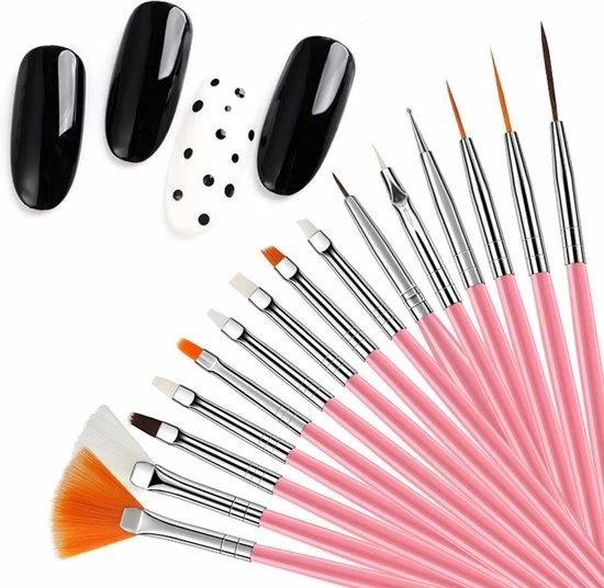 Royala 20 Delige Nail Art Set - 5 Dotting Tools En 15 Nailart Penselen - Roze 16 Royala 20 Delige Nail Art Set - 5 Dotting Tools En 15 Nailart Penselen - Roze - Afbeelding 14
