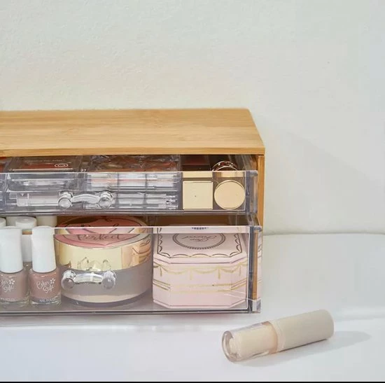 OMID HOME Bamboe Sieradendoos / Make-up Organizer - Bamboe - 4 Lades - 23,5 X 14,5 X 11 Cm - Kunststof Lades 12 OMID HOME Bamboe Sieradendoos / Make-up Organizer - Bamboe - 4 Lades - 23,5 X 14,5 X 11 Cm - Kunststof Lades - Afbeelding 10