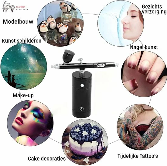Flanner Oplaadbare USB Mini Airbrush Kit - Draagbare Mini Draadloze Airbrush Gun Kit - Handheld Airbrush Set Voor Nail Art & Make-up - Taart Decor - Tattoo - Art Craft 9 Flanner Oplaadbare USB Mini Airbrush Kit - Draagbare Mini Draadloze Airbrush Gun Kit - Handheld Airbrush Set Voor Nail Art & Make-up - Taart Decor - Tattoo - Art Craft - Afbeelding 7