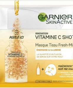 Garnier SkinActive Fresh-Mix Vitamine C Sheet Mask - 1 Stuk - Gezichtsmasker Met Revitaliserend Vitamine C Serum