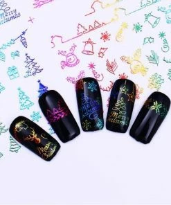 Ardran & Tookar Kerst Nagelstickers - Kerstmis Nagel Stickers - Christmas Nail Art - Nagel Decoratie - Nagelversiering - Nageldecoratie - 3D Nail Vinyls - French Manicure Stickers - Regenboog Kerstslingers