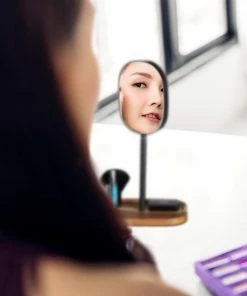 Relaxdays Make Up Spiegel Met 3x Vergroting - Scheerspiegel - Op Voet - Draaibaar - Plank -Maybelline-winkel 550x550 142