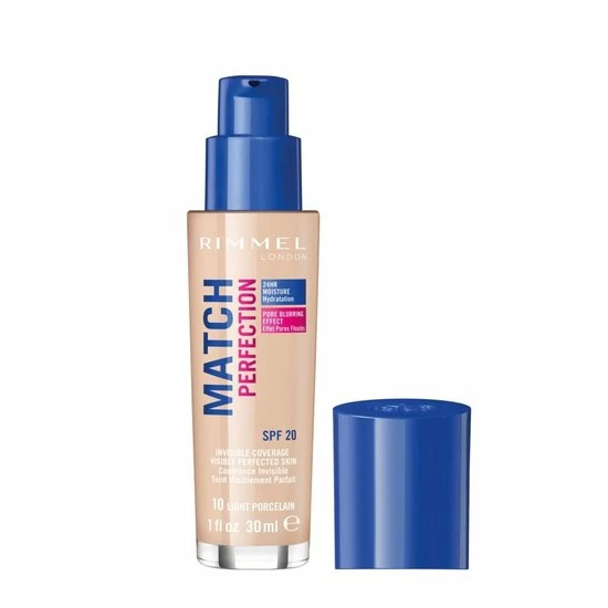 Rimmel London Match Perfection SPF20 Foundation - 010 Light Porcelain 4 Rimmel London Match Perfection SPF20 Foundation - 010 Light Porcelain - Afbeelding 2