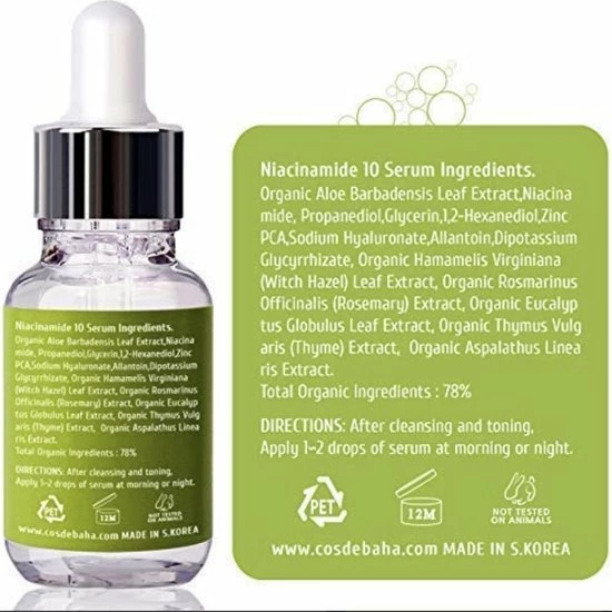 Cos De BAHA Serum Niacinamide 10% + Zinc 1% For Face - Pore Reducer + Uneven Skin Tone Treatment + Diminishes Acne Prone, Korean Skin Care, Hyperpigmentatie - Puistjes - 30ml Serum For Redness & Pore Control - The Ordinary Popular K-Beauty Brand 2022 6 Cos De BAHA Serum Niacinamide 10% + Zinc 1% For Face - Pore Reducer + Uneven Skin Tone Treatment + Diminishes Acne Prone, Korean Skin Care, Hyperpigmentatie - Puistjes - 30ml Serum For Redness & Pore Control - The Ordinary Popular K-Beauty Brand 2022 - Afbeelding 4