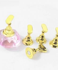 WiseGoods Magnetische Kunstnagel Houder - Nepnagel Oefen Display Met 5 Houders - Nep Nagels - Nageltips - Roze Kristal