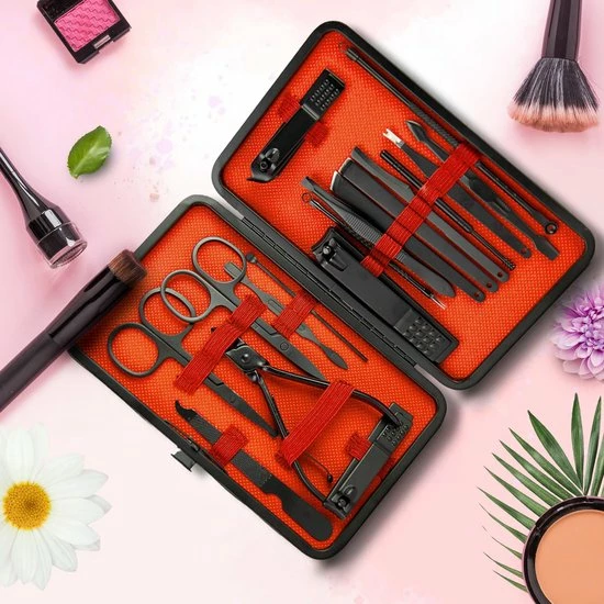 Pulver - Luxe Manicureset / Pedicureset Met Lederen Opbergetui - 19 Delig - Pedicure Set - Manicure Set - Manicure Sets - Pedicure Sets - Verzorging - Zwart 6 Pulver - Luxe Manicureset / Pedicureset Met Lederen Opbergetui - 19 Delig - Pedicure Set - Manicure Set - Manicure Sets - Pedicure Sets - Verzorging - Zwart - Afbeelding 4