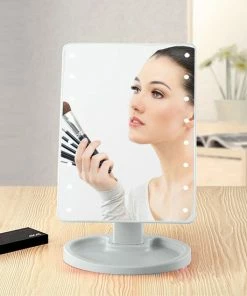 Merkloos Grote LED Make-Up Spiegel - Wit - LED Licht - Verlichting - Verlichte Make-Up Spiegel - 360 Graden Rotatie - Slimme Aanraakschakelaar