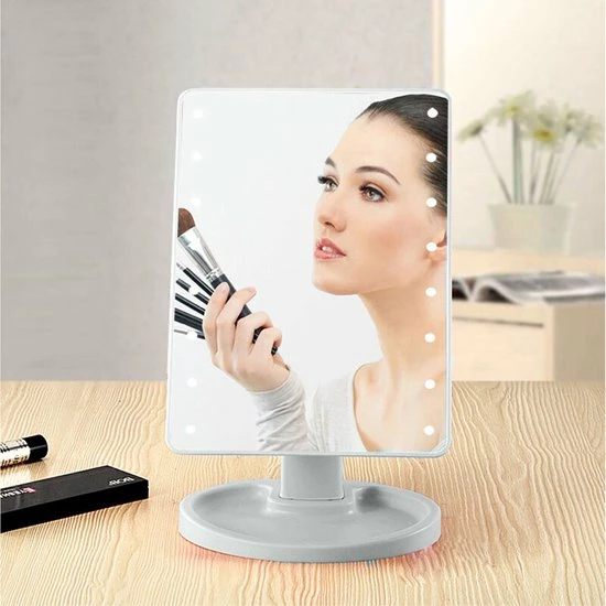 Merkloos Grote LED Make-Up Spiegel - Wit - LED Licht - Verlichting - Verlichte Make-Up Spiegel - 360 Graden Rotatie - Slimme Aanraakschakelaar 3 Merkloos Grote LED Make-Up Spiegel - Wit - LED Licht - Verlichting - Verlichte Make-Up Spiegel - 360 Graden Rotatie - Slimme Aanraakschakelaar