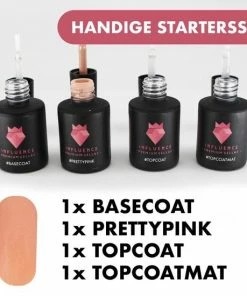 Merkloos #PRETTYPINKSERIE - Influence Gellac - Roze Gellak - Gellak Roze UV - UV Gellak - Gel Nagellak - Basecoat - Topcoat - Topcoatmat - No Wipe - Startersset - Kado Vrouw - Sinterklaascadeau - Sinterklaas Kado - Kerstcadeau - Kerst Cadeau - 4 X 10 Ml