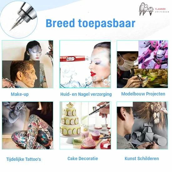 Flanner Oplaadbare USB Mini Airbrush Kit - Draagbare Mini Draadloze Airbrush Gun Kit - Handheld Airbrush Set Voor Nail Art & Make-up - Taart Decor - Tattoo - Art Craft 8 Flanner Oplaadbare USB Mini Airbrush Kit - Draagbare Mini Draadloze Airbrush Gun Kit - Handheld Airbrush Set Voor Nail Art & Make-up - Taart Decor - Tattoo - Art Craft - Afbeelding 6