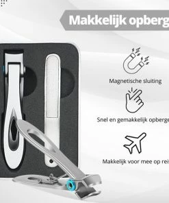 AdroitGoods Nagelknipper Set - Nageltang - Nagelschaar - Kalknagels - Teennagel - Pedicure - Incl. Nagelvijl - Grijs -Maybelline-winkel 550x550 4