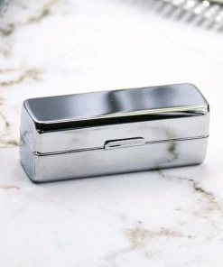 Merkloos Lippenstift Houder - Lippenstiftdoosje - Lipstick Houder - Met Spiegel - Zilver - Metaal