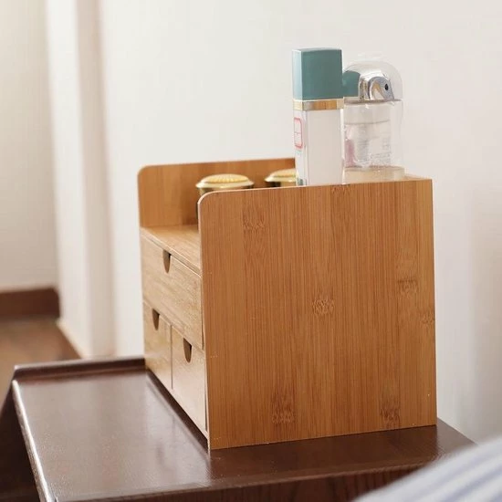 Merkloos Decopatent Luxe Make-up Organizer Met 3 Lades - Cosmetica Organizer Make Up Met Schuiflade Bamboe Hout - Cosmeticahouder - Toren 5 Merkloos Decopatent Luxe Make-up Organizer Met 3 Lades - Cosmetica Organizer Make Up Met Schuiflade Bamboe Hout - Cosmeticahouder - Toren - Afbeelding 3