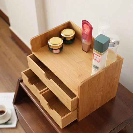 Merkloos Decopatent Luxe Make-up Organizer Met 3 Lades - Cosmetica Organizer Make Up Met Schuiflade Bamboe Hout - Cosmeticahouder - Toren 6 Merkloos Decopatent Luxe Make-up Organizer Met 3 Lades - Cosmetica Organizer Make Up Met Schuiflade Bamboe Hout - Cosmeticahouder - Toren - Afbeelding 4