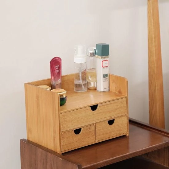 Merkloos Decopatent Luxe Make-up Organizer Met 3 Lades - Cosmetica Organizer Make Up Met Schuiflade Bamboe Hout - Cosmeticahouder - Toren 7 Merkloos Decopatent Luxe Make-up Organizer Met 3 Lades - Cosmetica Organizer Make Up Met Schuiflade Bamboe Hout - Cosmeticahouder - Toren - Afbeelding 5