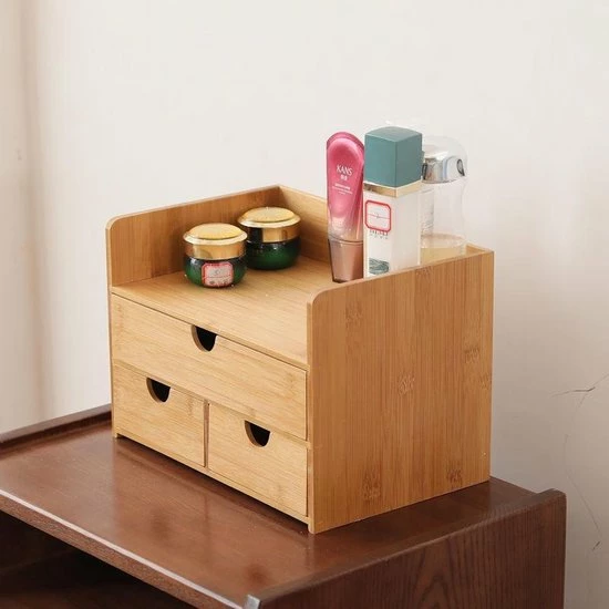 Merkloos Decopatent Luxe Make-up Organizer Met 3 Lades - Cosmetica Organizer Make Up Met Schuiflade Bamboe Hout - Cosmeticahouder - Toren 10 Merkloos Decopatent Luxe Make-up Organizer Met 3 Lades - Cosmetica Organizer Make Up Met Schuiflade Bamboe Hout - Cosmeticahouder - Toren - Afbeelding 8