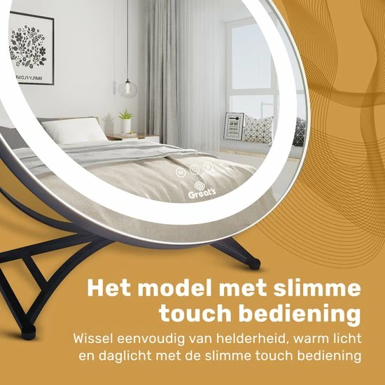 Great?s? Great's Make Up Spiegel Met LED Verlichting - Visagie Spiegel Rond - Incl. Close Up 10x - Zwart 8 Great?s? Great's Make Up Spiegel Met LED Verlichting - Visagie Spiegel Rond - Incl. Close Up 10x - Zwart - Afbeelding 6
