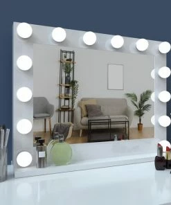 Lichtspiegels Make Up Spiegel Met Verlichting- Hollywood Spiegel - Witte Visagie Spiegel - Dimbaar - 80 X 65 CM - Medium Formaat - Metaal