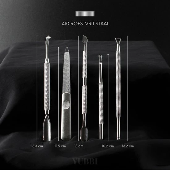 YUBBI™ Professionele Nagelverzorging Set - 5 Delig - Nagelriem Duwer - Bokkenpootje - Gellak Verwijderaar - Nagelvijl - Gel Acryl Nagel Prep - RVS - Inclusief Opbergetui 7 YUBBI™ Professionele Nagelverzorging Set - 5 Delig - Nagelriem Duwer - Bokkenpootje - Gellak Verwijderaar - Nagelvijl - Gel Acryl Nagel Prep - RVS - Inclusief Opbergetui - Afbeelding 5