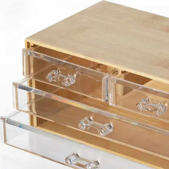OMID HOME Bamboe Sieradendoos / Make-up Organizer - Bamboe - 4 Lades - 23,5 X 14,5 X 11 Cm - Kunststof Lades 11 OMID HOME Bamboe Sieradendoos / Make-up Organizer - Bamboe - 4 Lades - 23,5 X 14,5 X 11 Cm - Kunststof Lades - Afbeelding 9