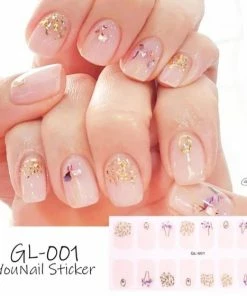 Bibbi4you Nagel Sticker Nail Art Bloem Goud Met Vlokken